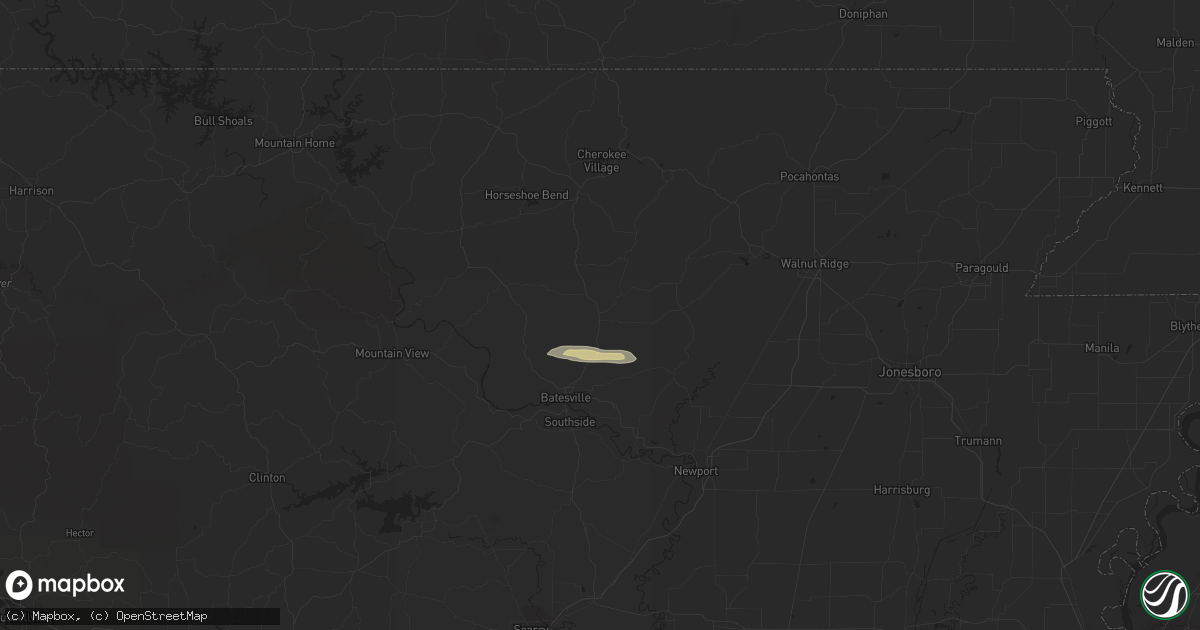 Hail map in Cave City, AR on February 16, 2024