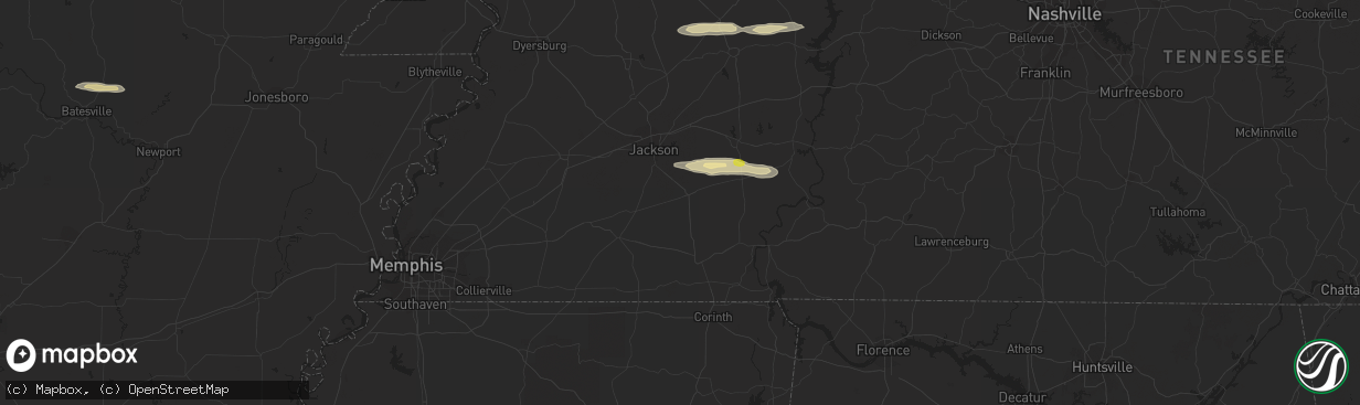 Hail map in Henderson, TN on February 16, 2024