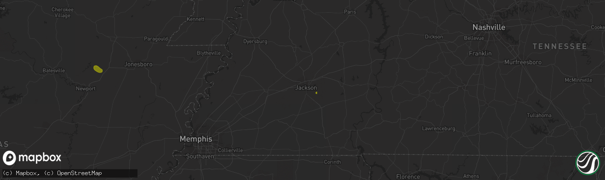 Hail map in Jackson, TN on February 16, 2024