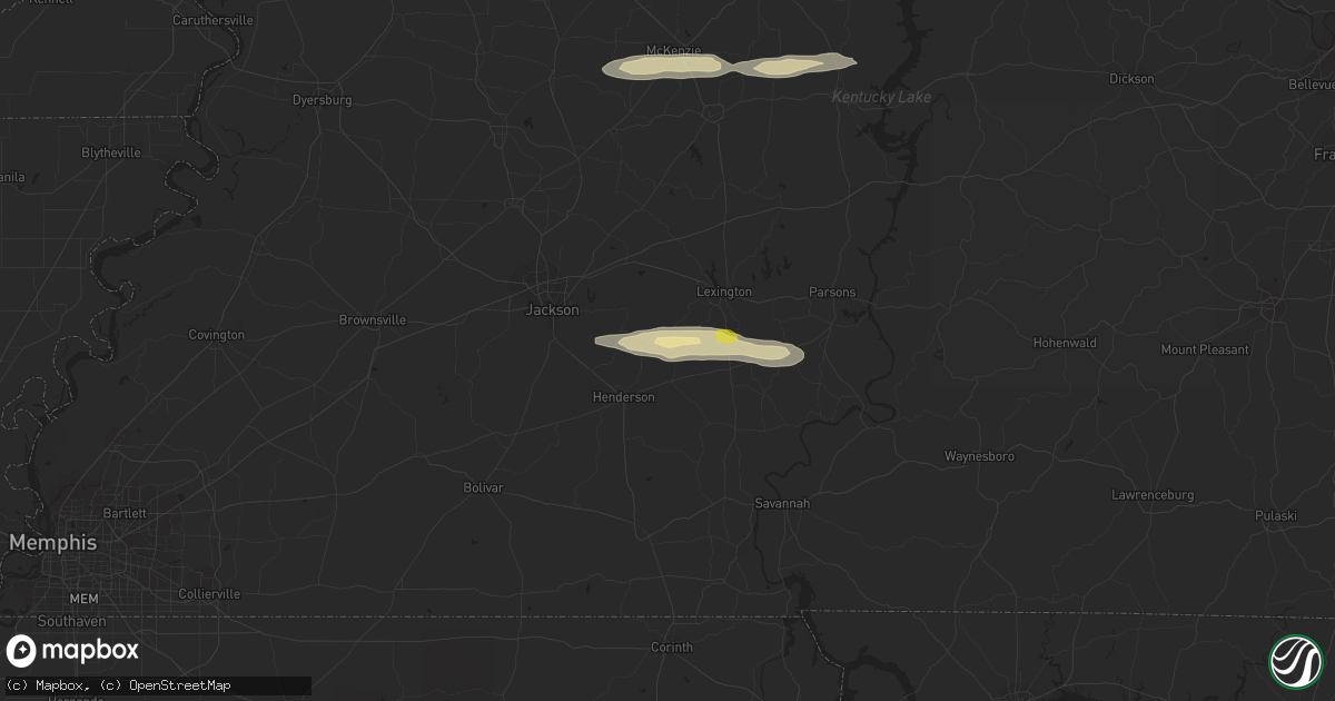 Hail map in Luray, TN on February 16, 2024
