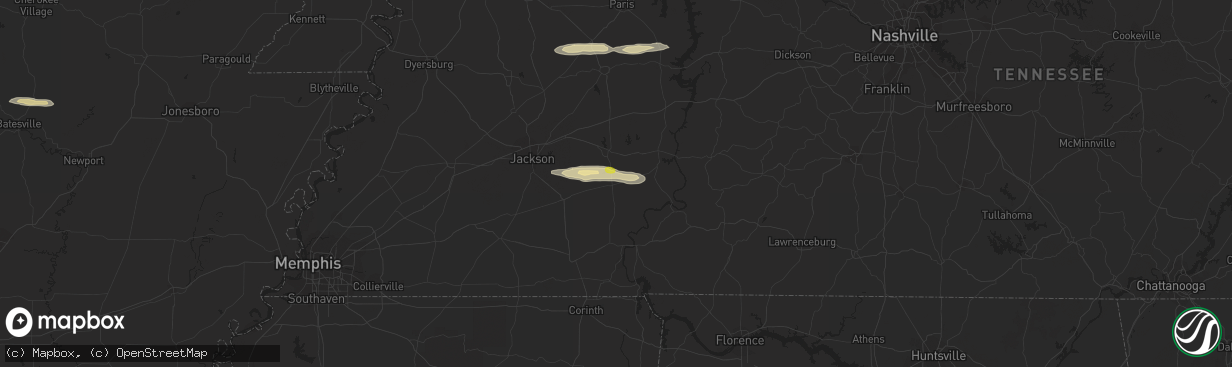 Hail map in Reagan, TN on February 16, 2024