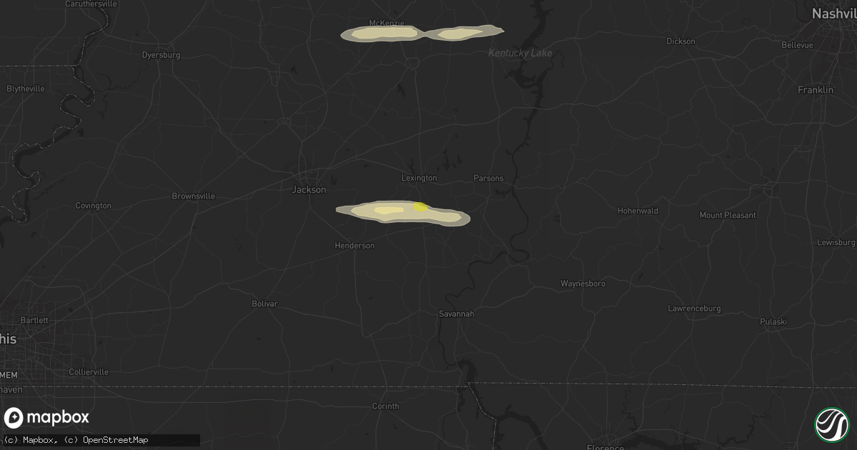 Hail map in Reagan, TN on February 16, 2024