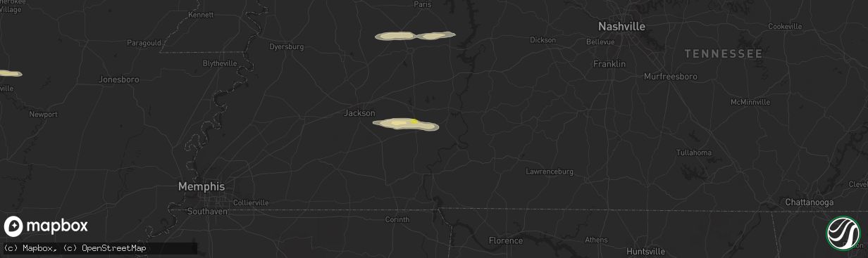 Hail map in Scotts Hill, TN on February 16, 2024