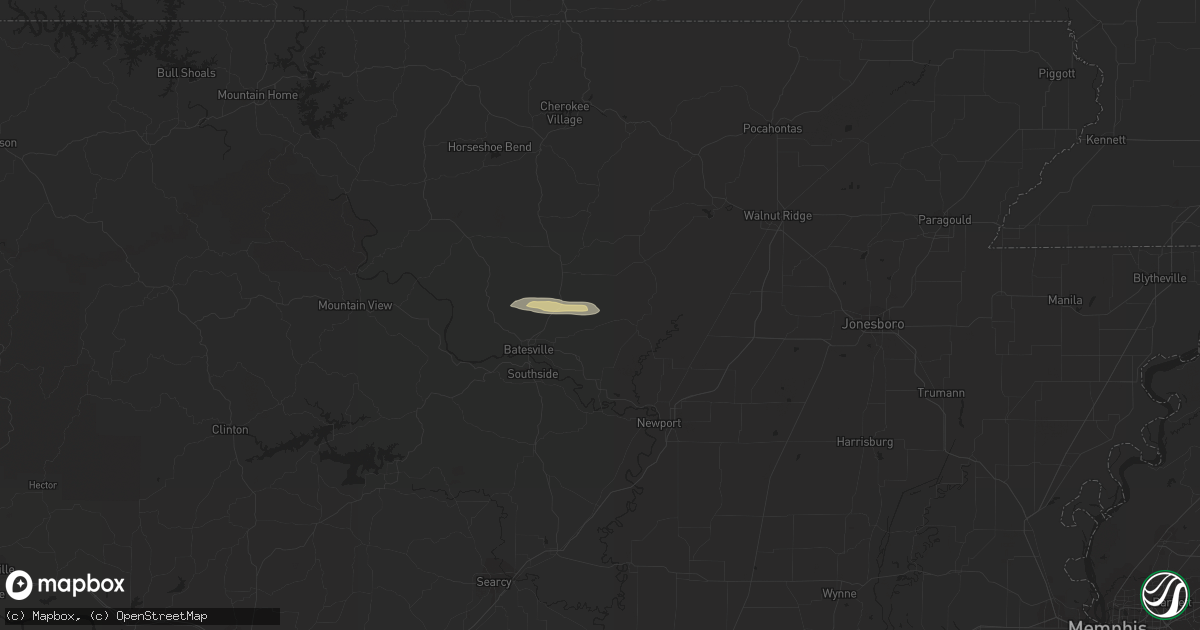 Hail map in Sulphur Rock, AR on February 16, 2024