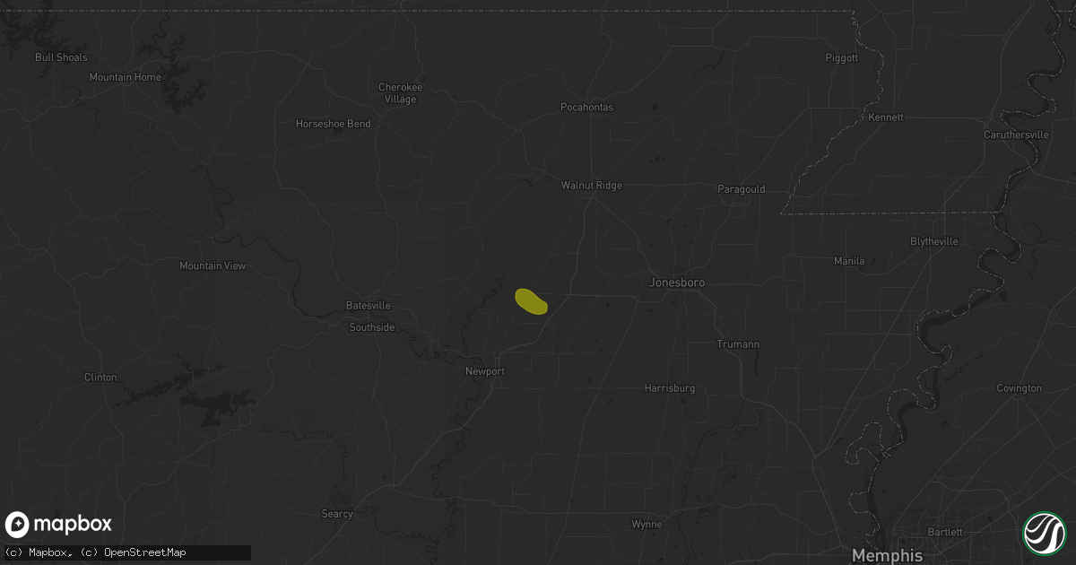 Hail map in Swifton, AR on February 16, 2024