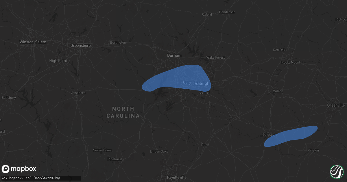 Hail map in Apex, NC on February 16, 2025