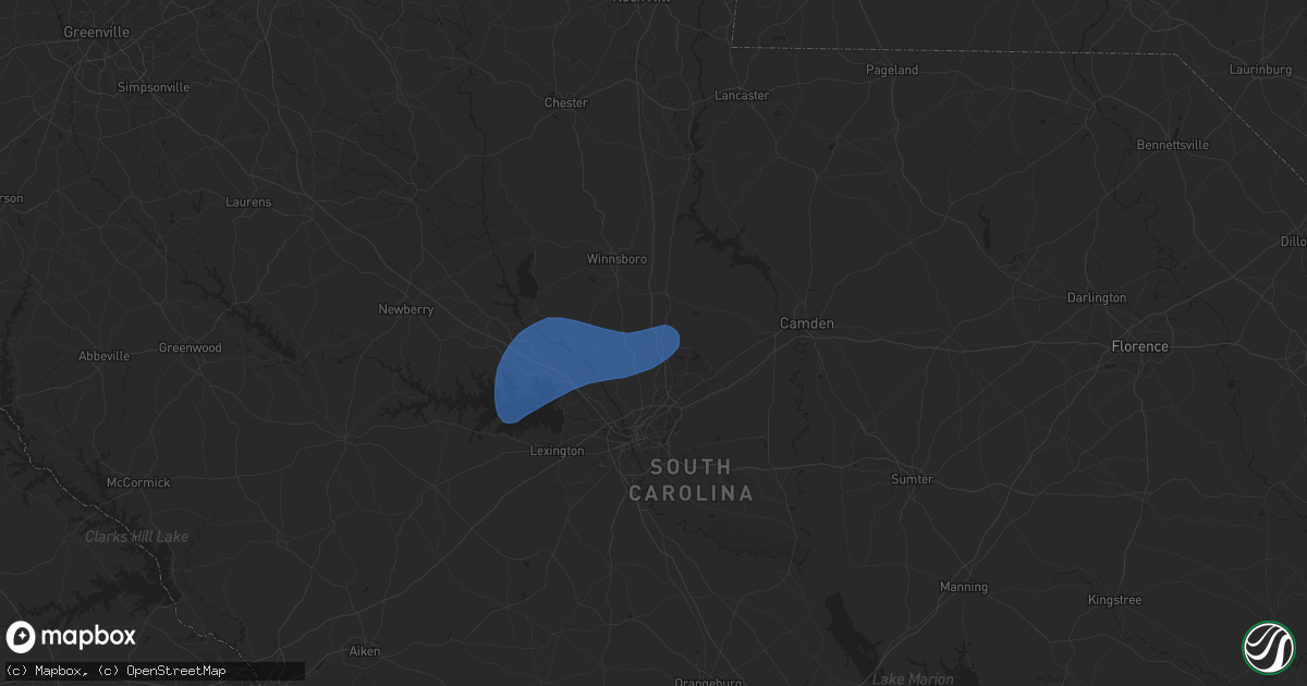 Hail map in Blythewood, SC on February 16, 2025