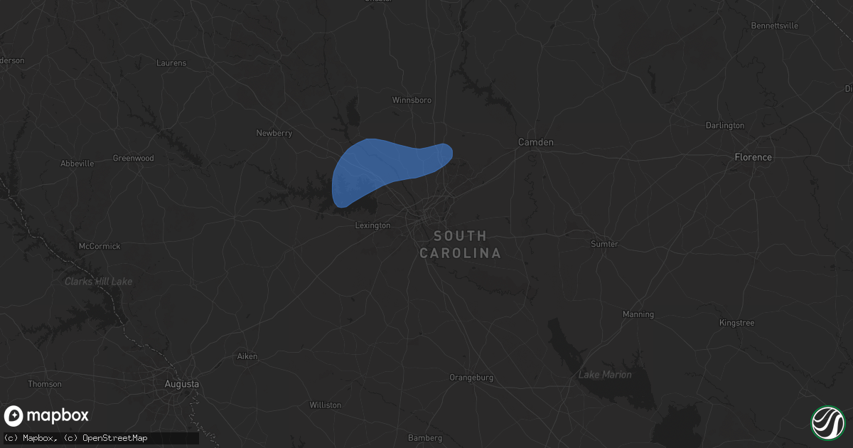 Hail map in Columbia, SC on February 16, 2025
