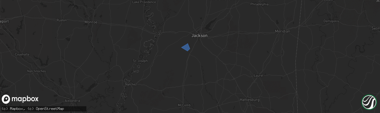 Hail map in Crystal Springs, MS on February 16, 2025