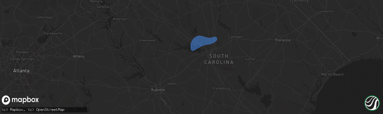 Hail map in Gilbert, SC on February 16, 2025