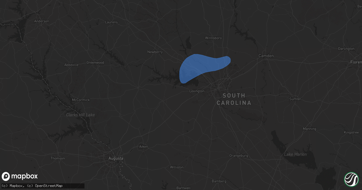 Hail map in Gilbert, SC on February 16, 2025