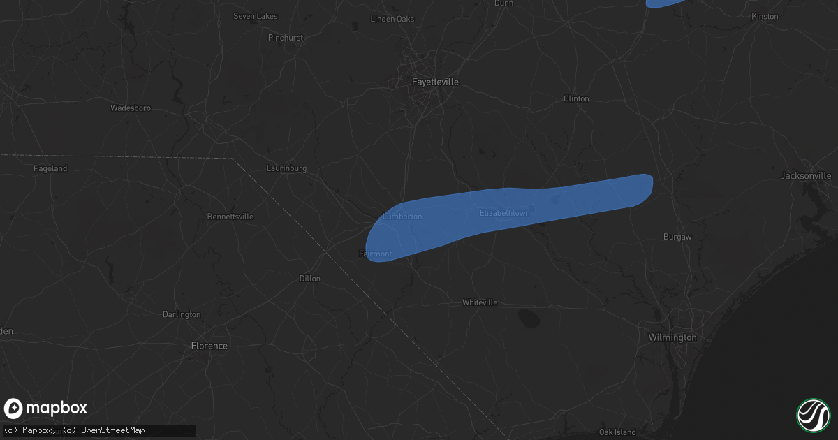Hail map in Lumberton, NC on February 16, 2025