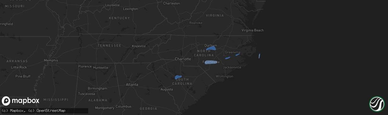 Hail map in North Carolina on February 16, 2025