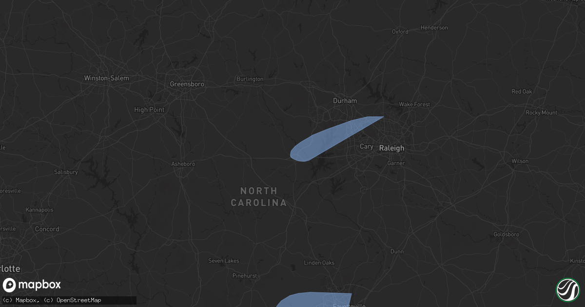 Hail map in Pittsboro, NC on February 16, 2025