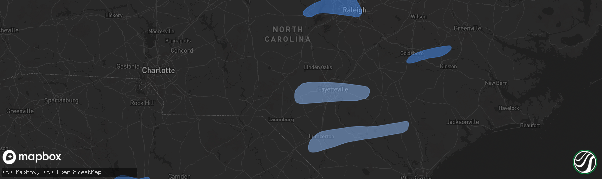 Hail map in Raeford, NC on February 16, 2025