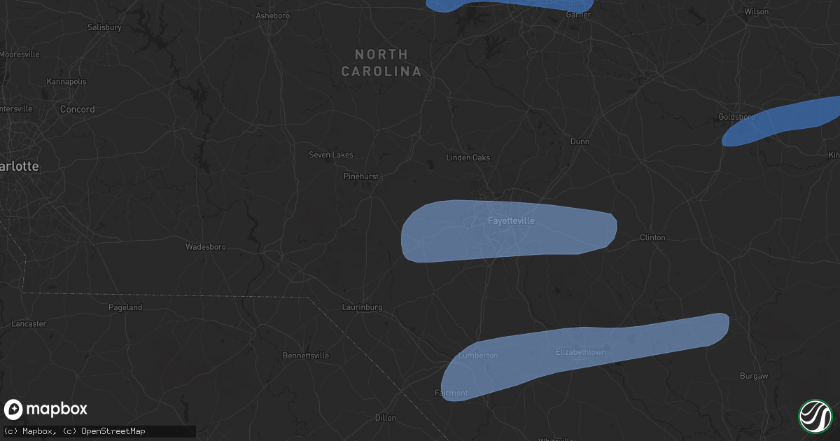 Hail map in Raeford, NC on February 16, 2025