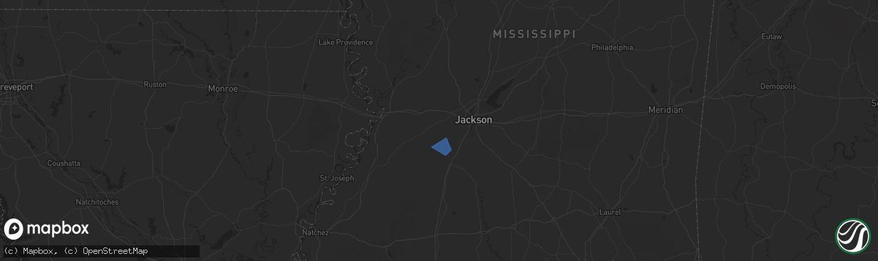 Hail map in Raymond, MS on February 16, 2025