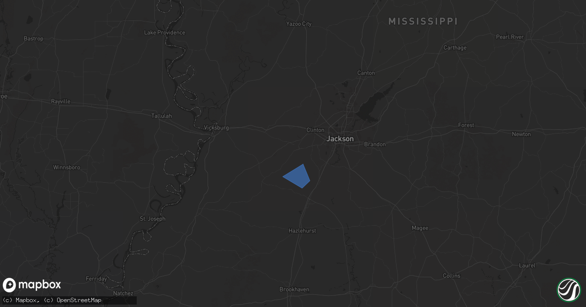 Hail map in Raymond, MS on February 16, 2025