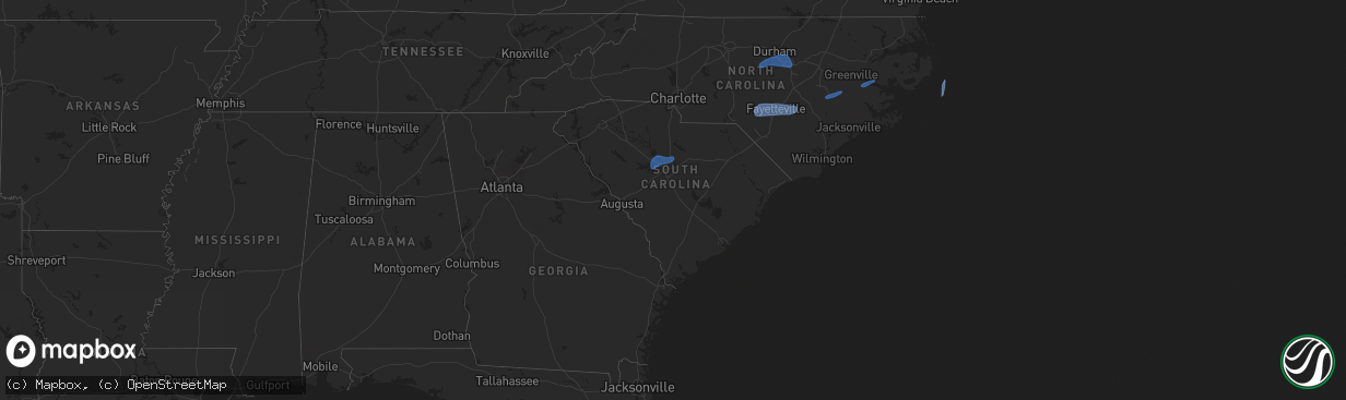 Hail map in South Carolina on February 16, 2025