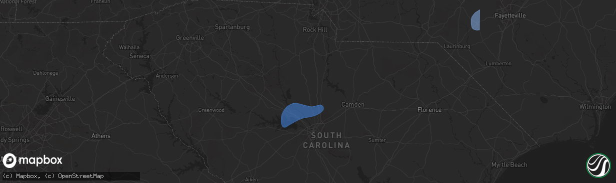 Hail map in Winnsboro, SC on February 16, 2025