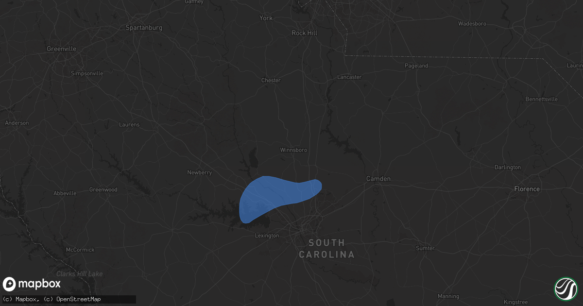 Hail map in Winnsboro, SC on February 16, 2025