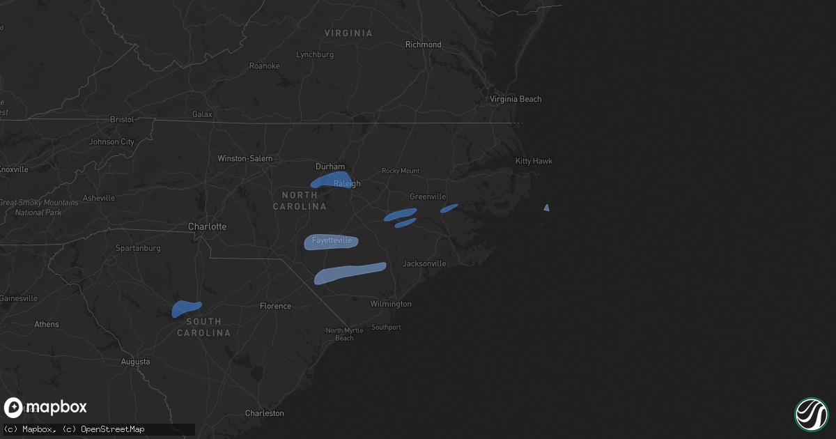 Hail map on February 16, 2025
