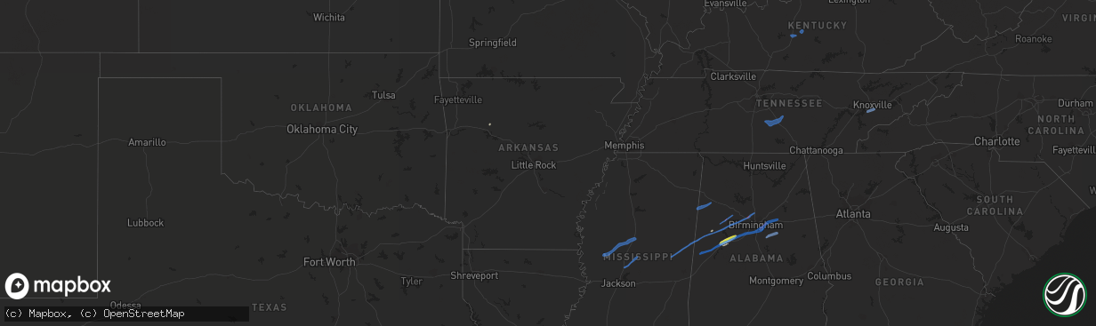 Hail map in Arkansas on February 17, 2022