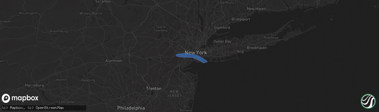 Hail map in Bayonne, NJ on February 17, 2022