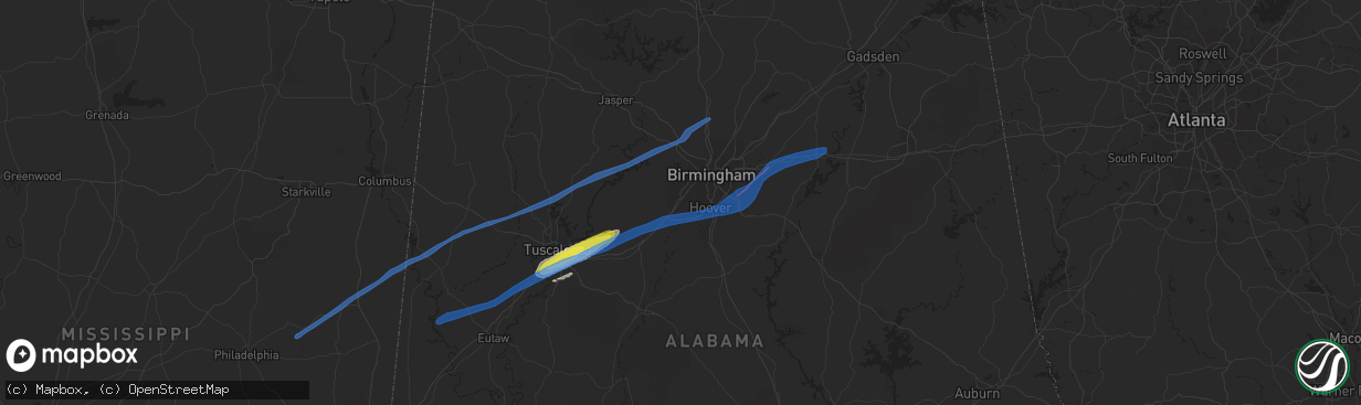 Hail map in Bessemer, AL on February 17, 2022