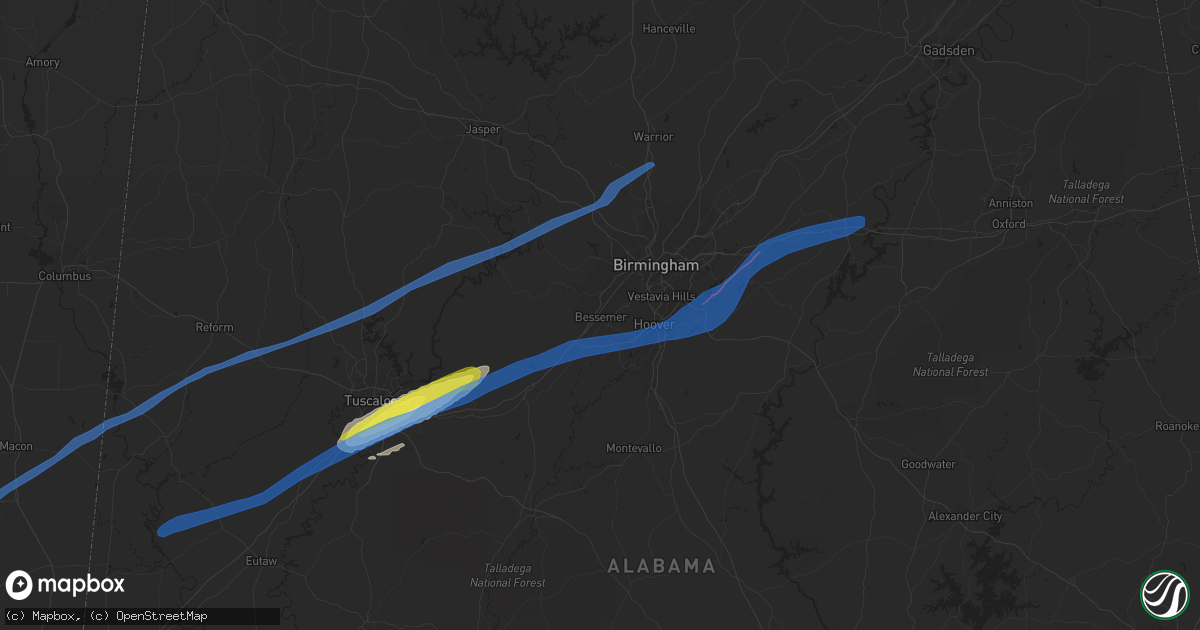 Hail map in Bessemer, AL on February 17, 2022