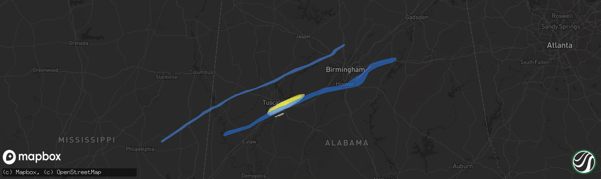 Hail map in Brookwood, AL on February 17, 2022