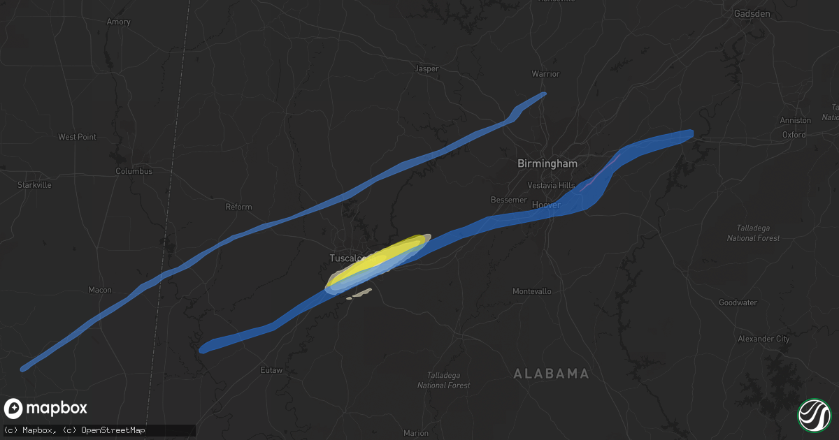 Hail map in Brookwood, AL on February 17, 2022