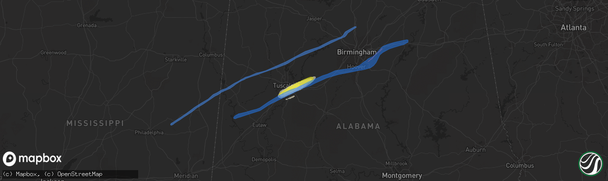 Hail map in Cottondale, AL on February 17, 2022