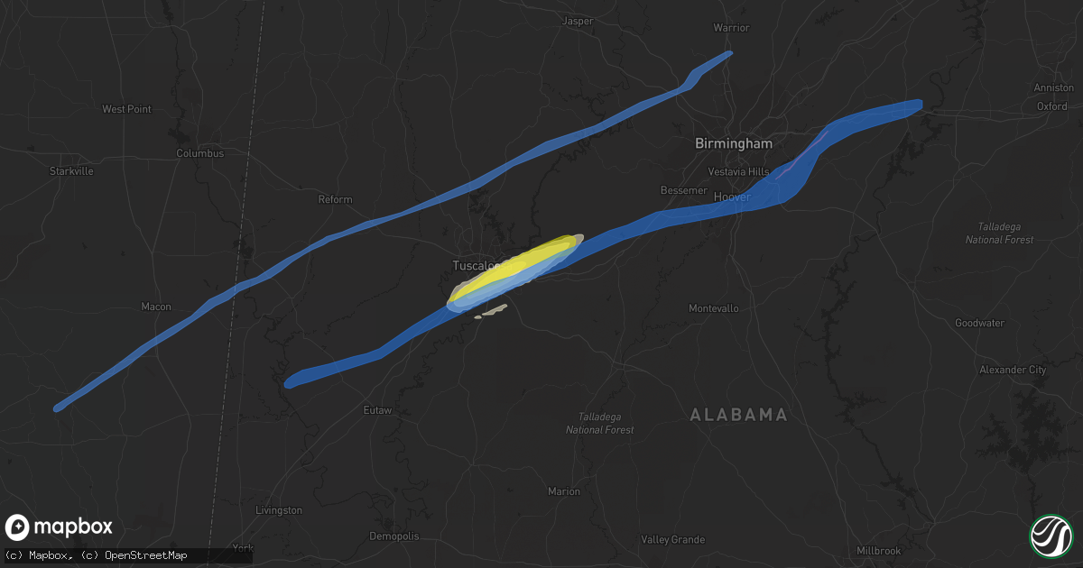 Hail map in Cottondale, AL on February 17, 2022