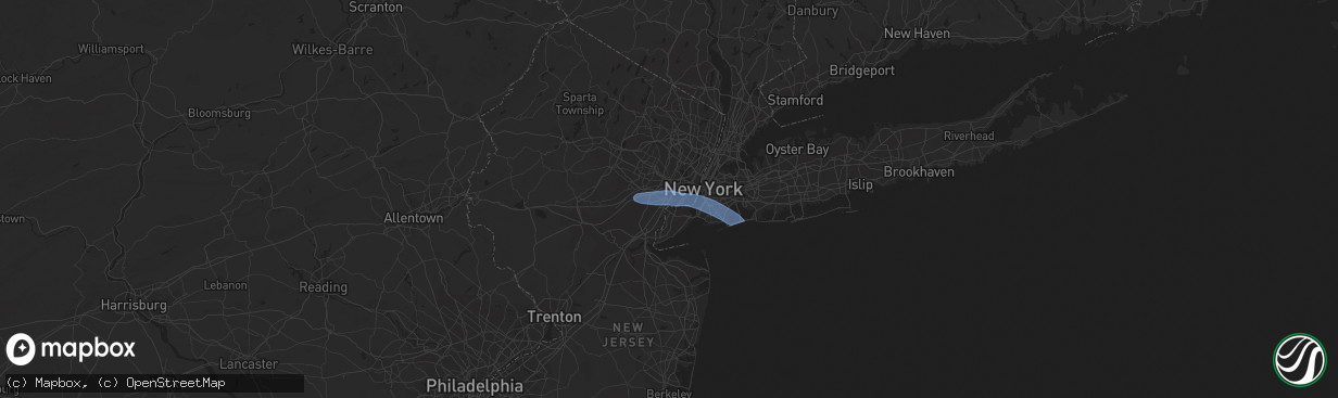 Hail map in Elizabeth, NJ on February 17, 2022