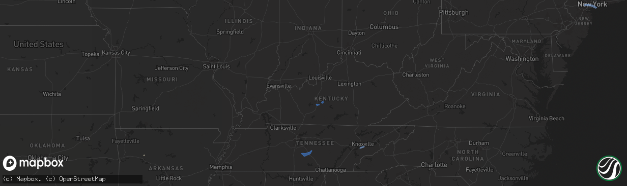 Hail map in Kentucky on February 17, 2022