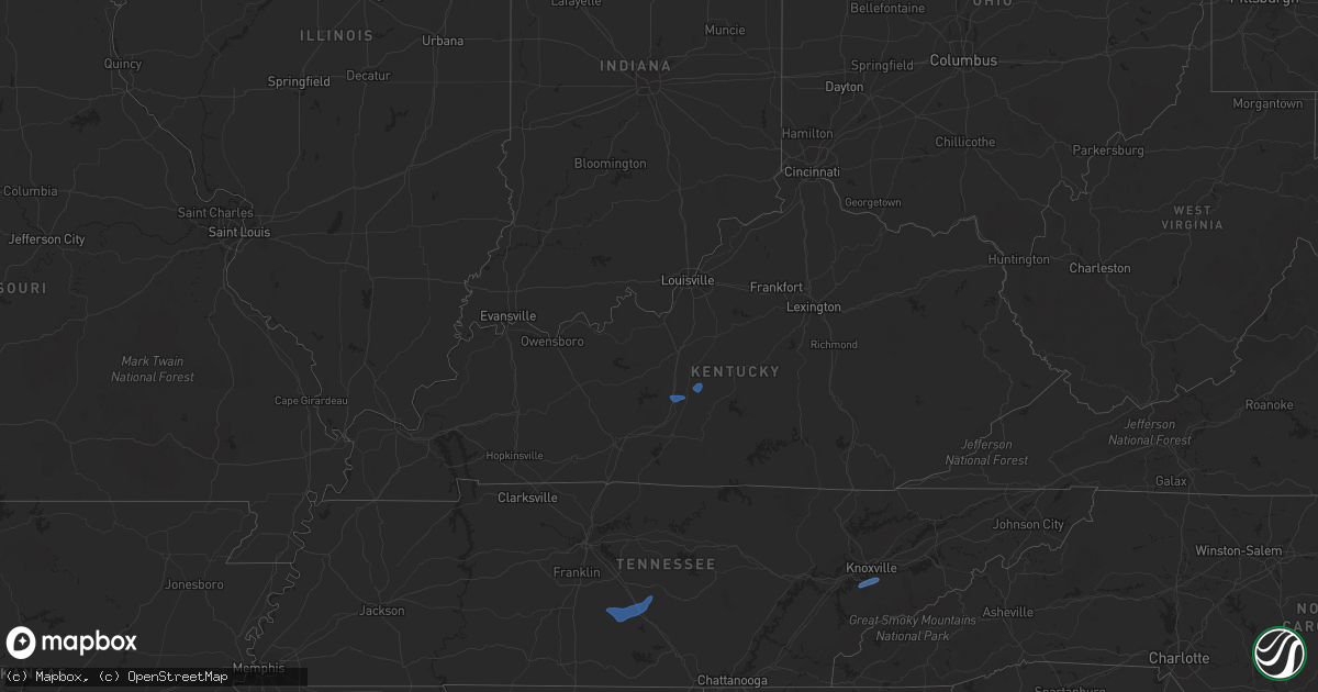 Hail map in Kentucky on February 17, 2022