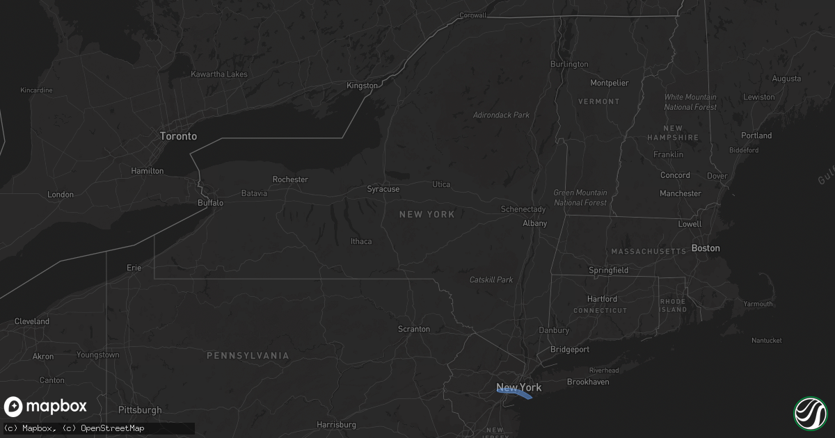 Hail map in New York on February 17, 2022