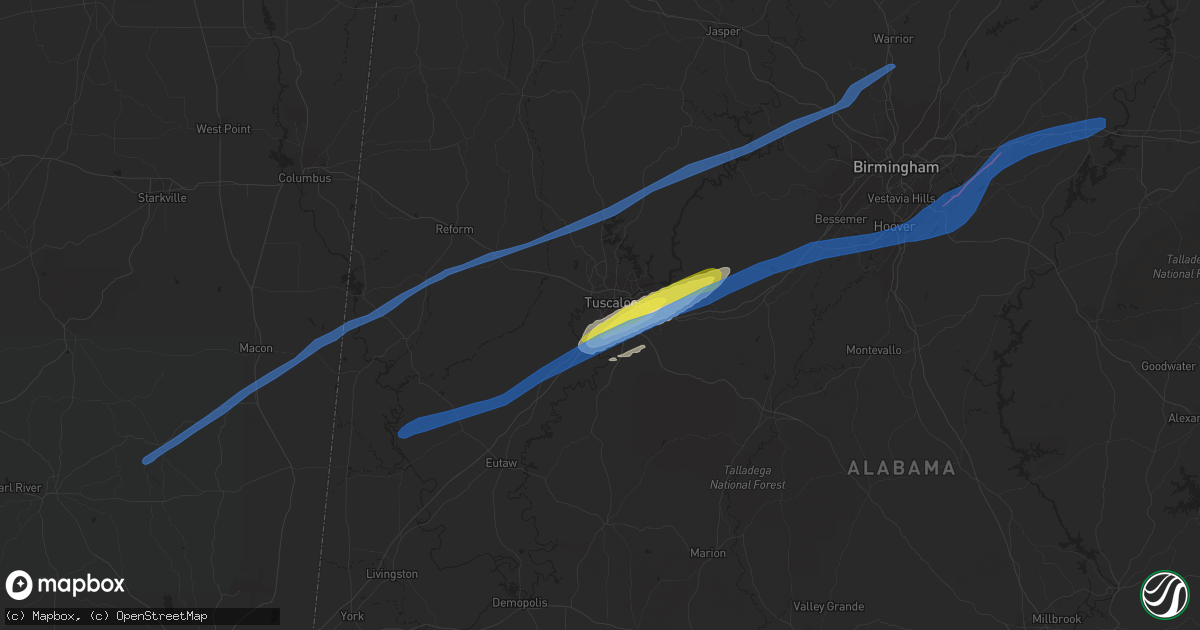 Hail map in Tuscaloosa, AL on February 17, 2022