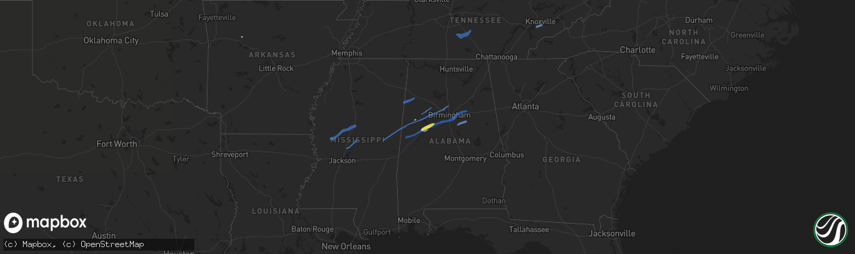 Hail map on February 17, 2022