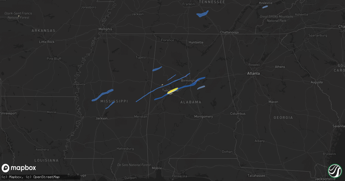 Hail map on February 17, 2022
