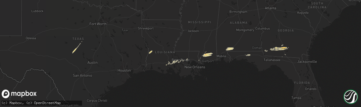 Hail map in Alabama on February 18, 2012