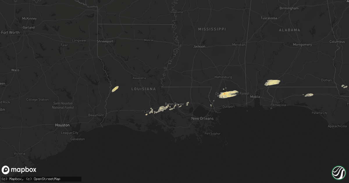 Hail map in Louisiana on February 18, 2012