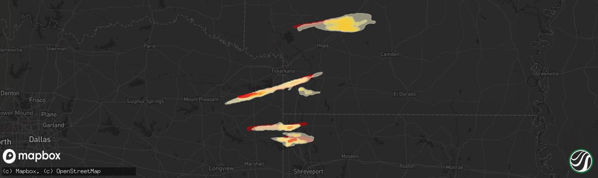 Hail map in Fouke, AR on February 18, 2013