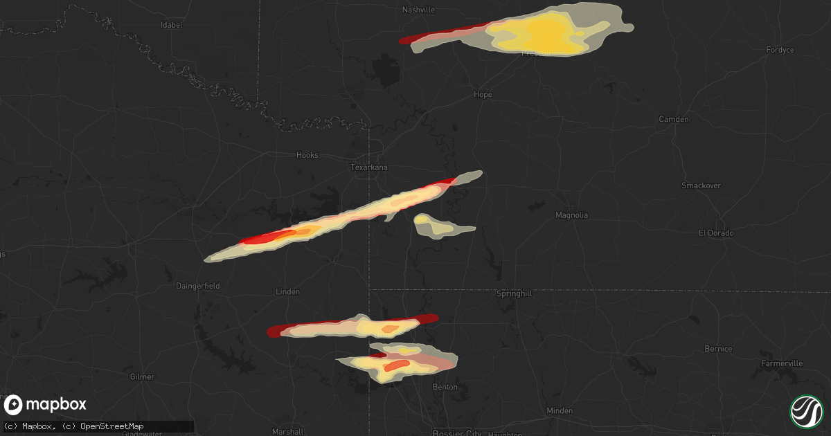 Hail map in Fouke, AR on February 18, 2013