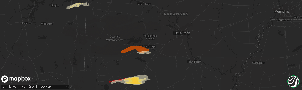 Hail map in Hot Springs National Park, AR on February 18, 2013