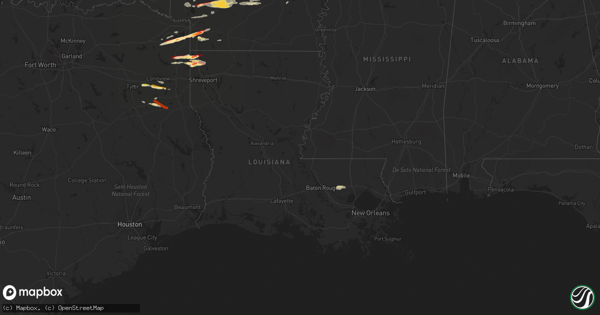 Hail map in Louisiana on February 18, 2013