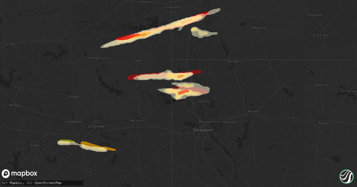 Hail map in Oil City, LA on February 18, 2013