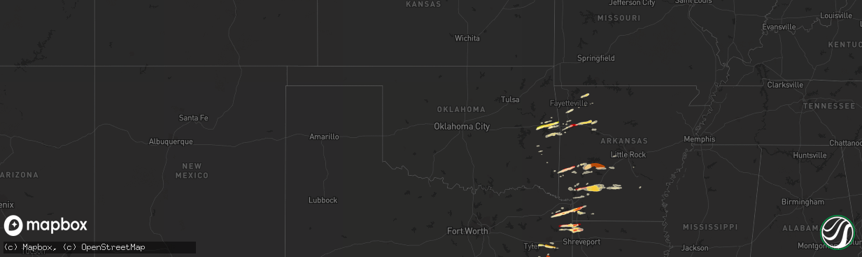 Hail map in Oklahoma on February 18, 2013