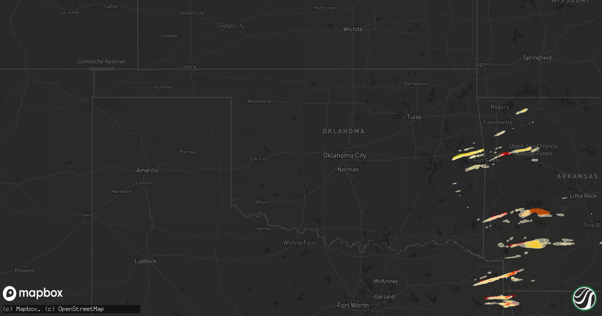 Hail map in Oklahoma on February 18, 2013